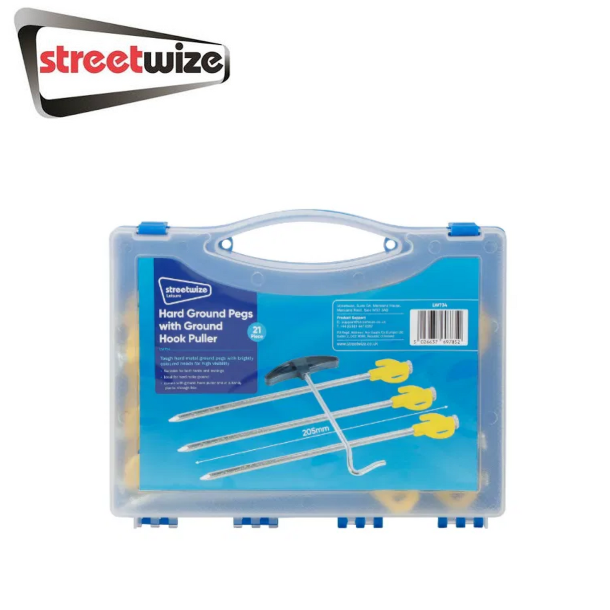 Streetwize 21 Pcs Hard Ground Pegs With Ground Hook Puller