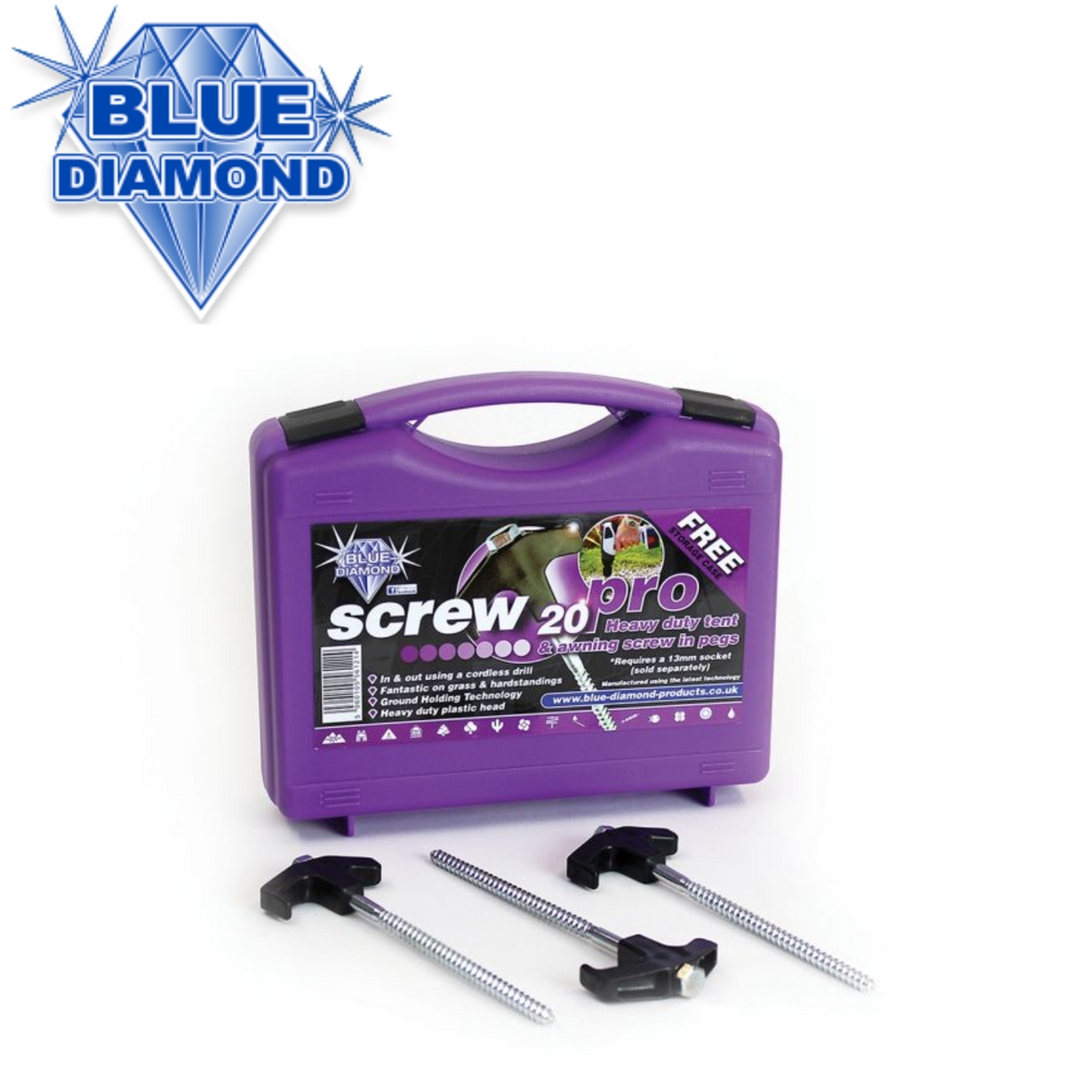 Blue Diamond Screw In Pro Heavy Duty Pegs x 20