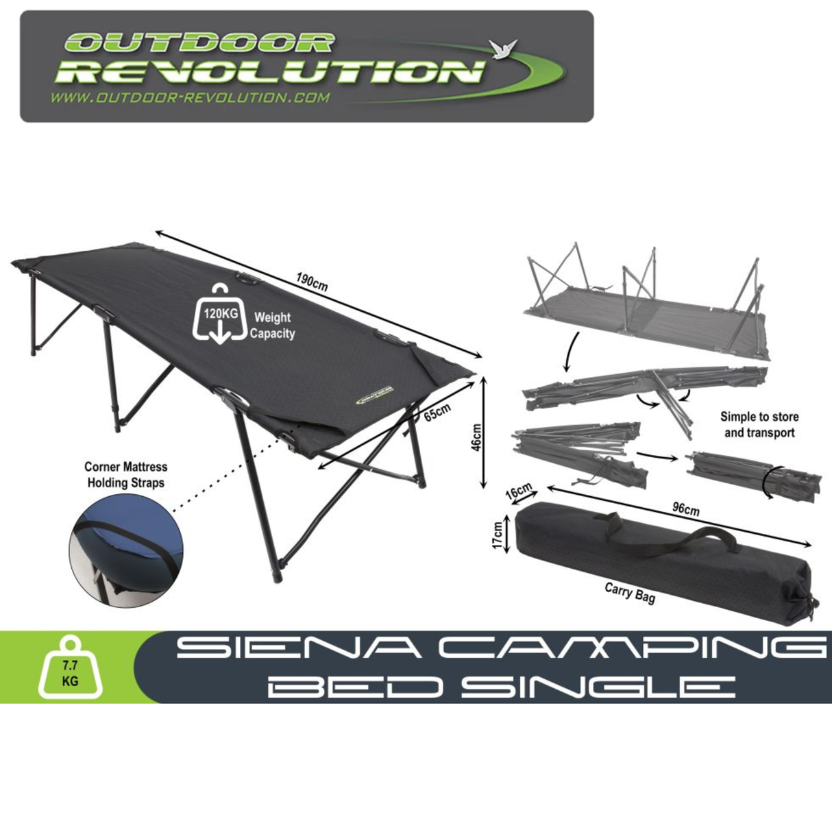 Outdoor Revolution Siena Camping Bed Single